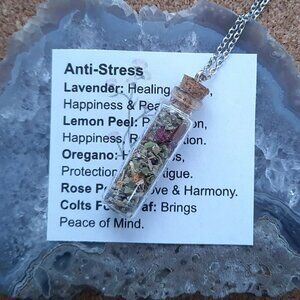 Anti-Stress - Spell Bottle Necklace - Manifest Magic Spell Reiki Energy Gift